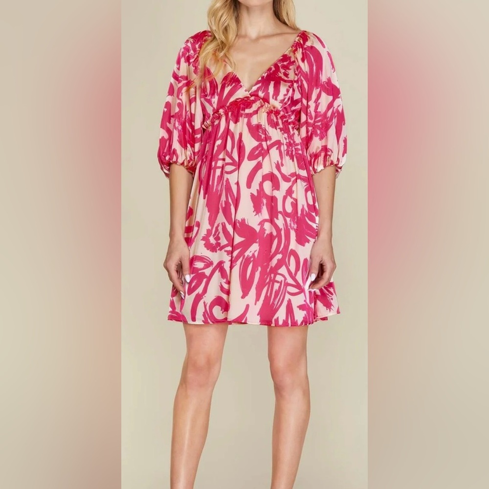 She + Sky Pink and Cream Mini Dress